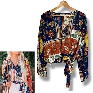 Blu Pepper Chiffon Floral Banded Dolman Top